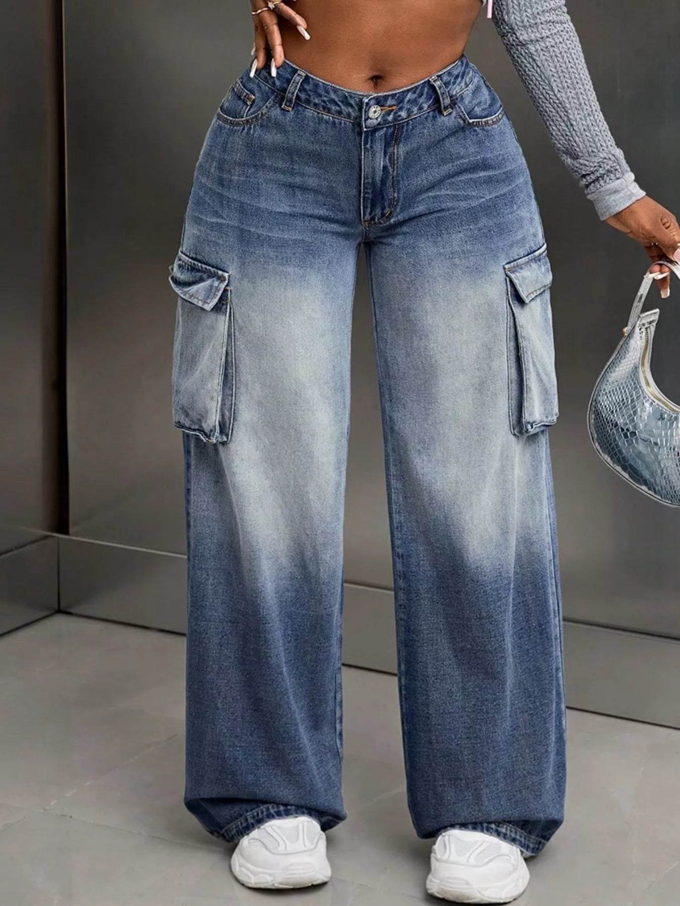 Vintage Wide Leg Cargo Jeans