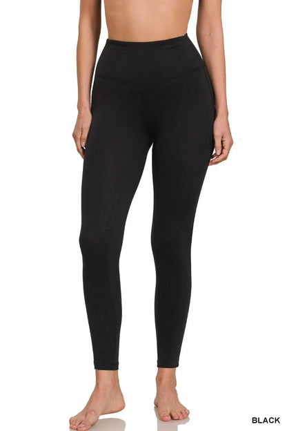 Zenana Brushed Microfiber Full Length Leggings Black