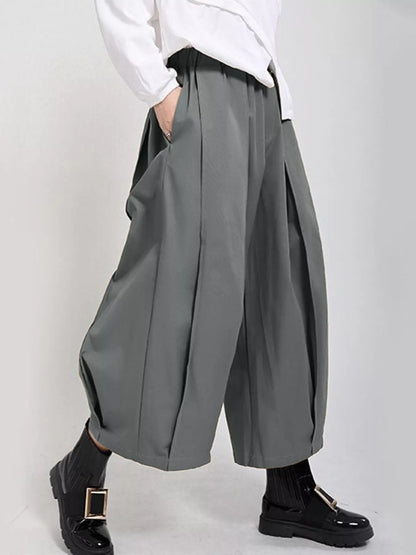 Wide Leg Pleated Detail Pants Gray