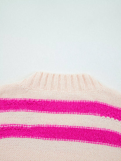 Sequin Letter Graphic Colorblock Loose Sweater