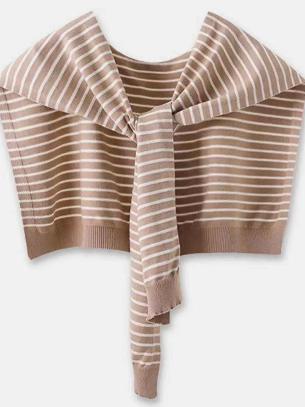 Striped Contrast Knit Wrap Camel One Size
