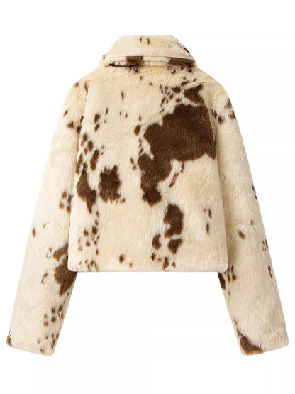 Faux Fur Zip Up Cropped Outerwear
