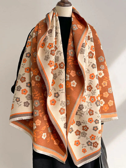 Floral Print Warm Winter Scarf