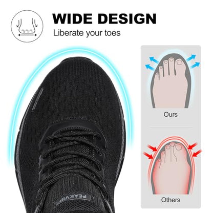 PEAKVIP Wide Non Slip Work Shoes for Men with Arch Support Cushioned Food Service Orthopedic Sneakers Slip on Waterproof Oil Resistant Chef Walking Footwear for Kitchen Restaurant Black US 10