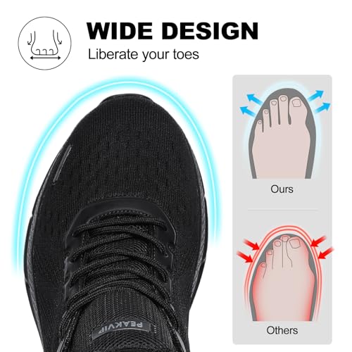 PEAKVIP Wide Non Slip Work Shoes for Men with Arch Support Cushioned Food Service Orthopedic Sneakers Slip on Waterproof Oil Resistant Chef Walking Footwear for Kitchen Restaurant Black US 10