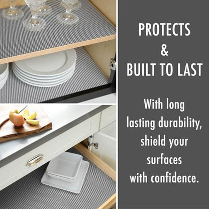 Con-Tact Brand Beaded Grip Durable Non-Adhesive Non-Slip Shelf and Drawer Liner, 12" x 20', Cool Gray