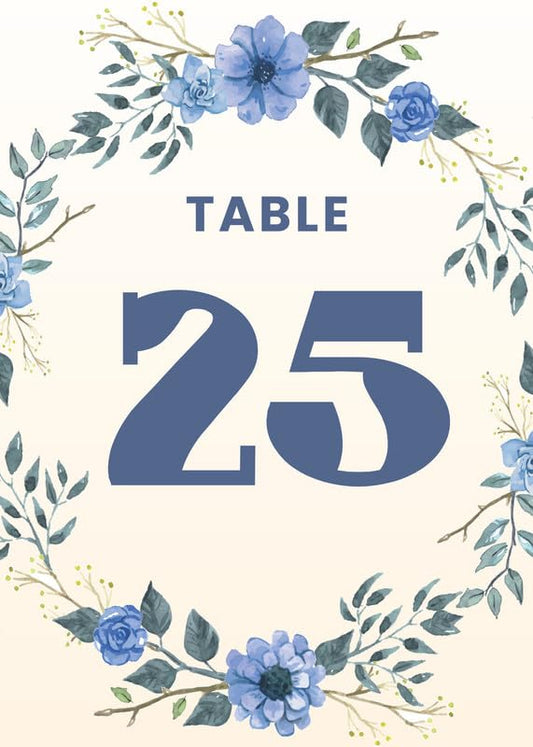 Spring Blue Flower Wedding Table Number Cards 1-50 Double Sided With Head Table For Reception Event Table Numbers Seating Cards Table Signage 4X6 Inch