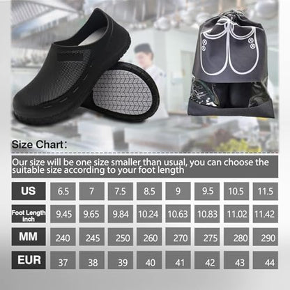 JSWEI Size 11.5 Nursing Nurse Shoes - Black Gardener Men Indoor & Outdoor Chef Shoes - Non-Slip Water Proof Work Mens Clogs - Comfortable for Office & Working
