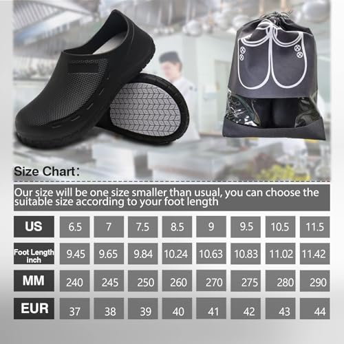 JSWEI Size 11.5 Nursing Nurse Shoes - Black Gardener Men Indoor & Outdoor Chef Shoes - Non-Slip Water Proof Work Mens Clogs - Comfortable for Office & Working