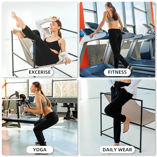 Stanpetix Joggers for Women with Pockets - Black Sports Pants Sweatpants for Running Exercise (Black,L)