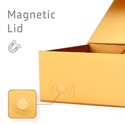 Gift Boxes with Lids 2 Pack - Magnetic Closure with Ribbon, Card, Filler & Sticker