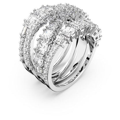 Swarovski Hyperbola Ring, Mixed Cuts, Clear, Rhodium Finished; Size: Us 7; Eu 55