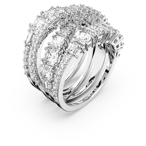 Swarovski Hyperbola Ring, Mixed Cuts, Clear, Rhodium Finished; Size: Us 8; Eu 58