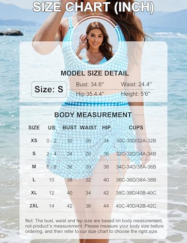 Blooming Jelly Women's High Waisted Bikini Sets Tummy Control Bathing Suit Two Piece Swim Suit 2026 Retro Swimsuit(Black White Plaid,Large)