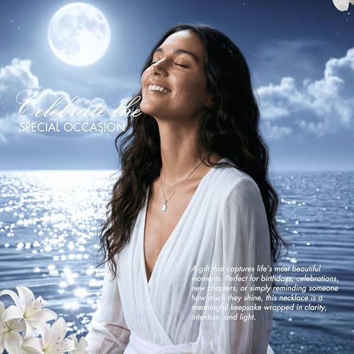 HOPE LOVE SHINE New Beginnings Rainbow Moonstone Sterling Silver Necklace for Women - Meaningful Jewelry