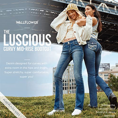WallFlower Women's InstaStretch Luscious Curvy Bootcut Jeans, Jenna, 17