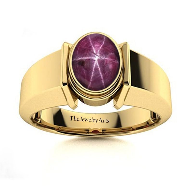 TheJewelry Arts Man Star Ruby Ring, Wedding Ring, Natural Star Ruby Ring, 925 Silver Ring, Stackable Ring, Birthstone Ring, Anniversary Gift Ring