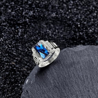 Lypic 925 Sterling Silver Custom Class Rings for Men High School Personalized Class of 2025 Ring Customized Graduation Jewelry Gift for Men (Style 10)