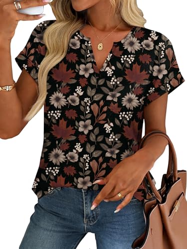 Womens Tops Dressy Casual V Neck Short Sleeve Shirts Fashion Clothing Spring Business Casual Outfits Plus Size Maternity Clothes XL