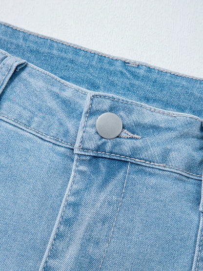High Rise Barrel Relaxed Patch Pocket Jeans