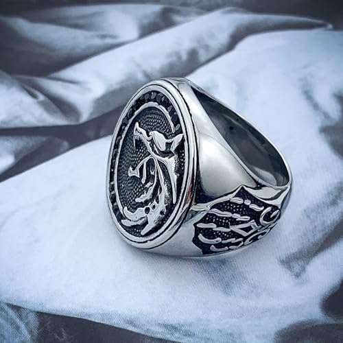 EZUY GNAY Mens Punk Wolf Head Ring Stainless Steel Silver Viking Nordic Wolf Ring Cool Bands Animal Wolf Biker Xmas Jewelr Gift For Men Size 12