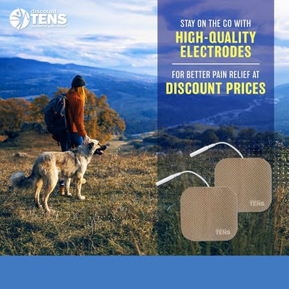 Discount TENS Brand - Premium Replacement Electrodes Compatible with TENS 7000 – 20 Pack (2"x2" Self-Adhesive Wired Pads), Durable Reusable TENS Unit Electrode Pads with 2mm Pin Connector