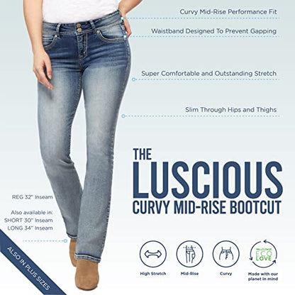 WallFlower Women's InstaStretch Luscious Curvy Bootcut Jeans, Jenna, 17
