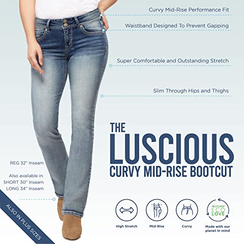 WallFlower Women's InstaStretch Luscious Curvy Bootcut Jeans, Jenna, 17