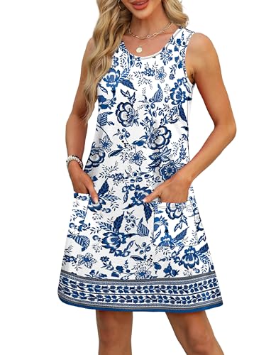 OFEEFAN Resort Wear for Women Summer Dresses Casual Beach Vacation Clothes Boho Dress Pool Floral L