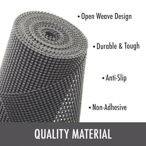 Con-Tact Brand Beaded Grip Durable Non-Adhesive Non-Slip Shelf and Drawer Liner, 12" x 20', Cool Gray