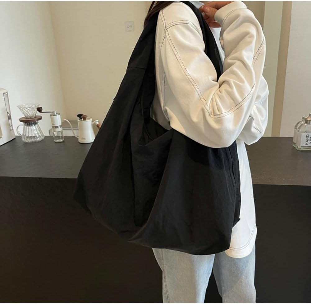 Women Slouchy Hobo Bag - Large Nylon Shoulder Crossbody Tote Handbag