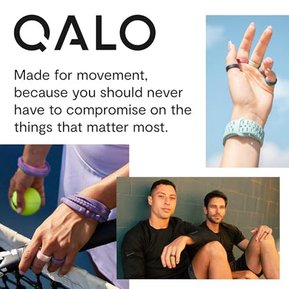QALO Men's Rubber Ring, Durable Comfortable Fit for Active Workouts – 8mm Wide x 3.2mm Thick Band – Skin-Friendly, Lightweight All-Day Wearable Men's Silicone Wedding Ring – Black, Size 10