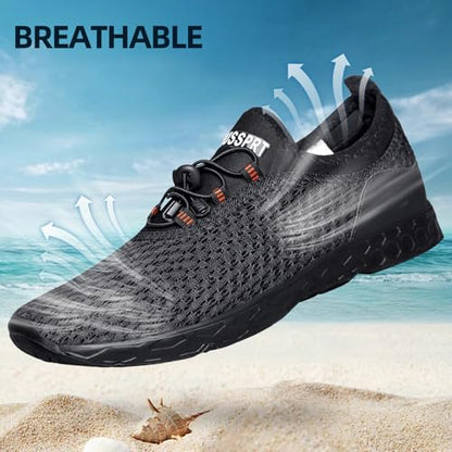 DOUSSPRT Men's Water Shoes Quick Drying Sports Aqua Shoes AllBlack Size 12