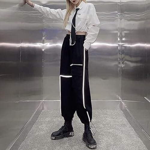Women's Alt Emo Gothic Blouse Button Down Shirt Aesthetic Japanese Harajuku Streetwear Techwear Preppy Clothes (White,Small)
