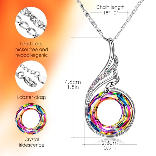 Kate Lynn Phoenix Necklace for Women Jewelry for Women Crystal Pendant Necklace Birthday Gifts for Women Unique Necklaces for Ladies Friends