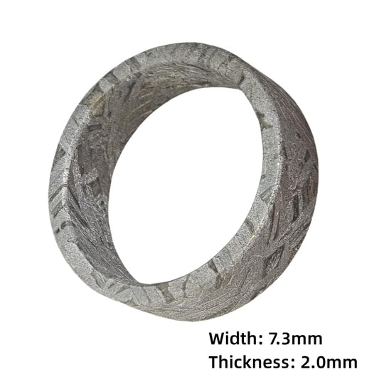 METEOSTAR Handcrafted Meteorite Ring, 7.3mm Width, Natural Altai Pattern, Grey (Size: 9.5)