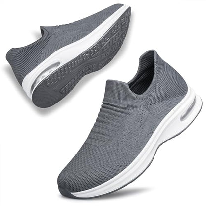 Walking Shoes for Women Comfort Non Slip Breathable Tennis Shoes Work Shopping Travel Sneakers Dark Grey Size 8.5