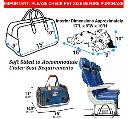 Mr. Peanut's Airline Approved Soft Sided Pet Carrier, Low Profile Gold Series Tote, Premium Brand Self Locking Zippers, Under Seat Compatibility, Plush Faux Fleece Bedding with a Sturdy Plywood Base