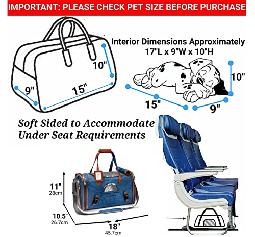 Mr. Peanut's Airline Approved Soft Sided Pet Carrier, Low Profile Gold Series Tote, Premium Brand Self Locking Zippers, Under Seat Compatibility, Plush Faux Fleece Bedding with a Sturdy Plywood Base