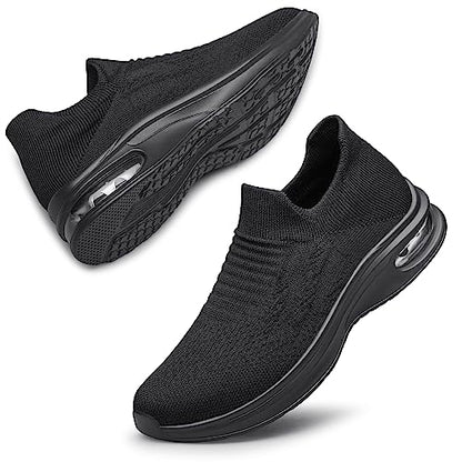 Womens Walking Shoes Non Slip Running Shoes Breathable Workout Shoes Lightweight Gym Sneakers Zapatos para Mujer Black Size 8.5