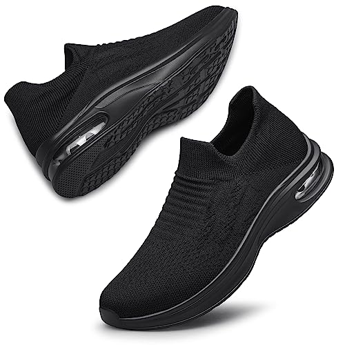 Womens Walking Shoes Non Slip Running Shoes Breathable Workout Shoes Lightweight Gym Sneakers Zapatos para Mujer Black Size 8.5
