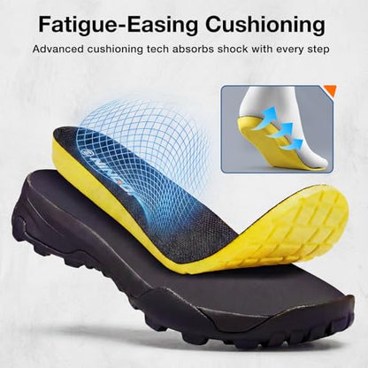 NINGO Slip On Steel Toe Shoes for Men, Lightweight Comfortable Safety Shoes for Men, Water & Slip Resistant Loafers with Puncture Proof, EH Protection for Warehouse, Factory & Outdoor Black