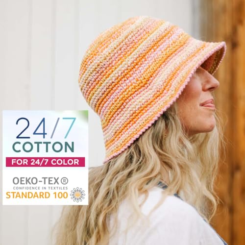 Lion Brand Yarn, 24/7 Cotton Mercerized Lightweight Yarn for Knitting, Crochet, and Crafts, Rose, 1 Pack, 185 Yards of Natural Fiber for Breathable Tops, Durable Bags, and Easy-Care Dish Cloths