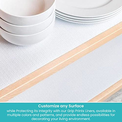 Con-Tact Brand Grip Prints Shelf Liner, Durable and Non-Adhesive Liners, Non-Slip Drawer and Cabinet Liner, 18" x 8', White, Pack of 1 Roll