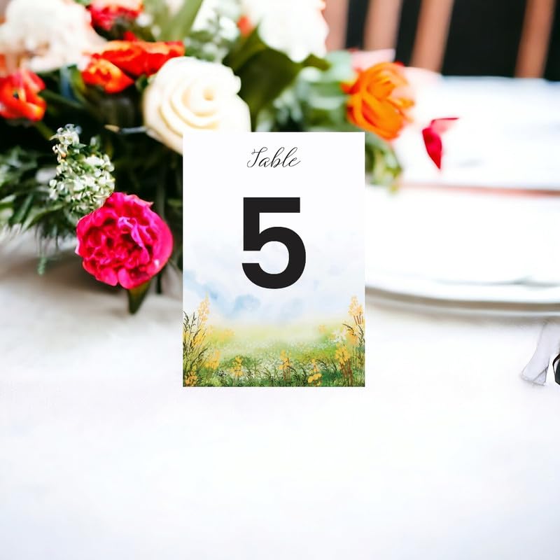 Table Number Cards, Spring Painting Double-Sided Place Cards For Your Wedding, Reception, Event Table Numbers Seating Cards Table Signage 4"X6" (1-30 Plus Head Table Cards)