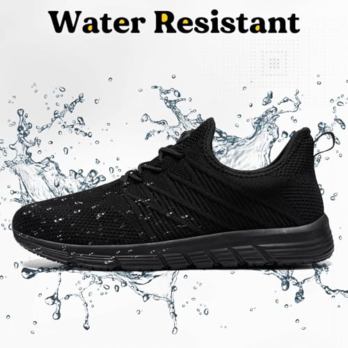 Taquco Slip Resistant Work Shoes for Men Slip On Sneakers Black Non Slip Work Shoes Water Resistant Nonslip Work Shoe Lightweight Zapatos de Trabajo para Hombres (Black,10.5)