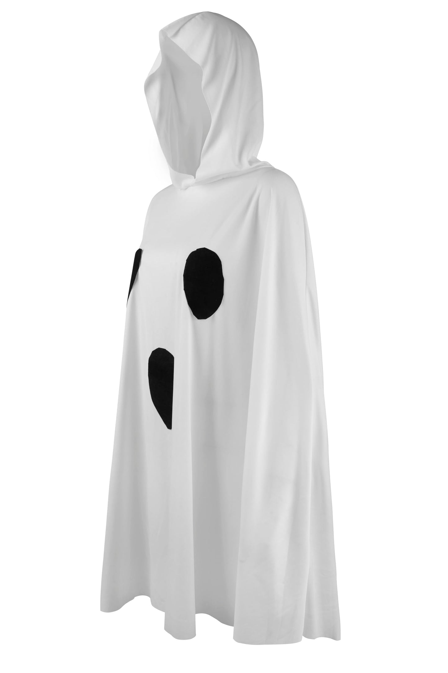 Ghost Poncho Costume for Women - Halloween Hooded Cape Outfit