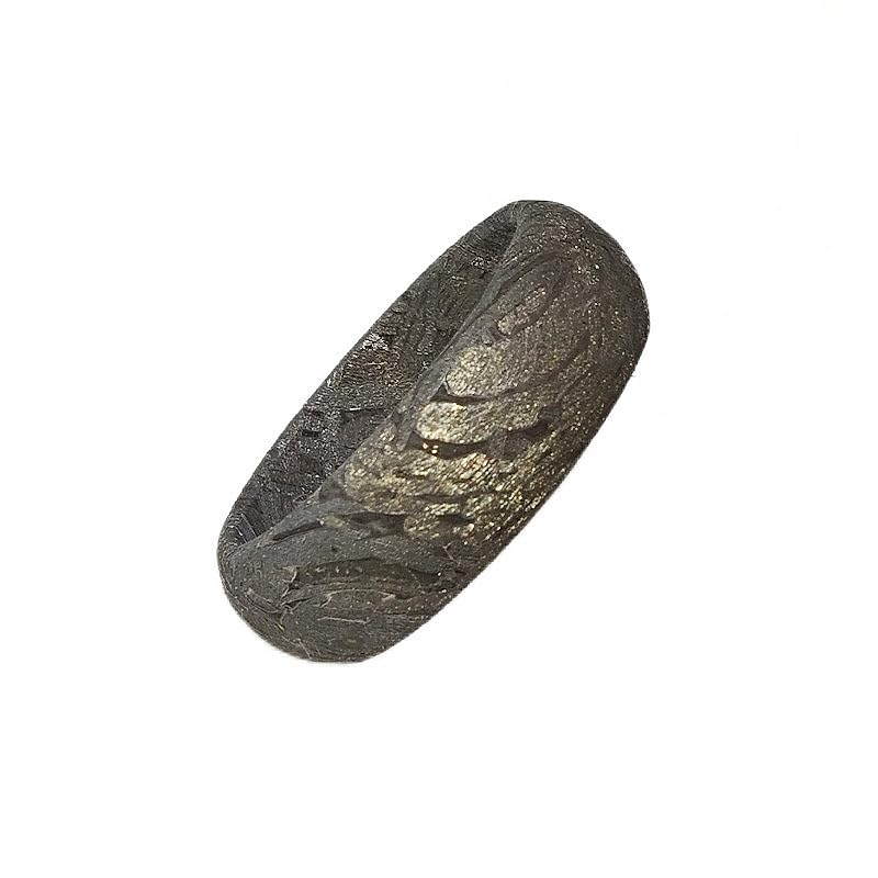 Handcrafted Meteorite Ring, 7.8mm Width, Natural Westenden Pattern, Altai Iron (Size: 9.5)