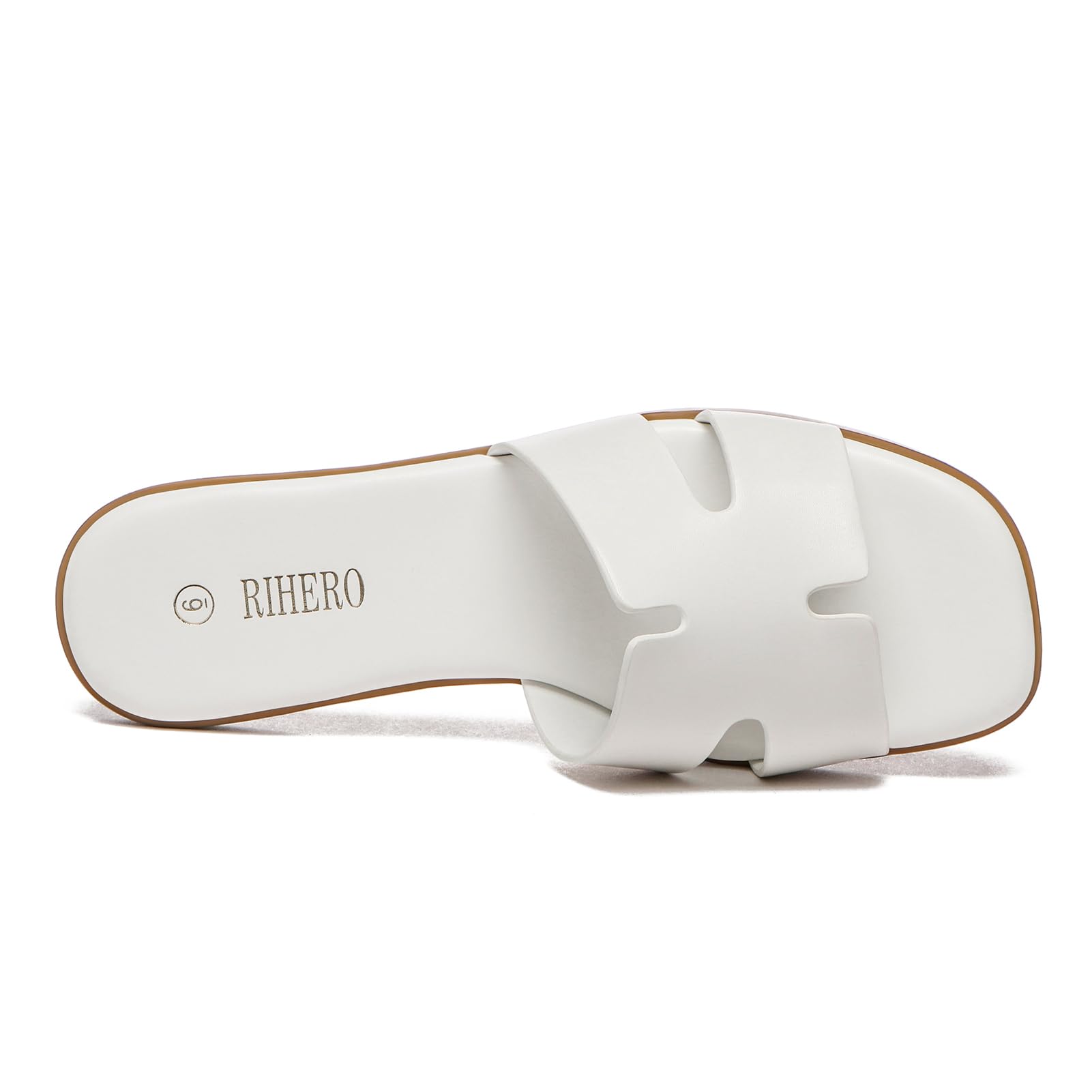 Women's Dressy Flat Sandals - Comfortable Slip On Leather Slide Sandals