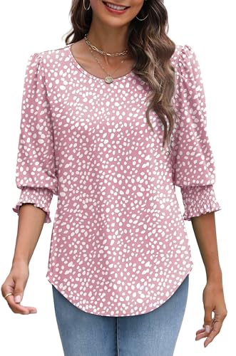 XIEERDUO Summer Tops for Women Trendy 3/4 Sleeve Womens Long Sleeve Shirts Dressy Blouses Vacation Outfits Women's Fashion Clothing Resort Wear 2026 L